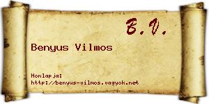 Benyus Vilmos névjegykártya